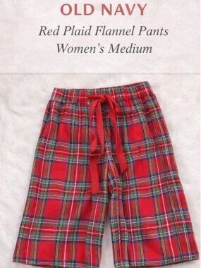 Old Navy Red Plaid Flannel Pajama Pants Women’s Medium Cotton Lounge Sleepwea
